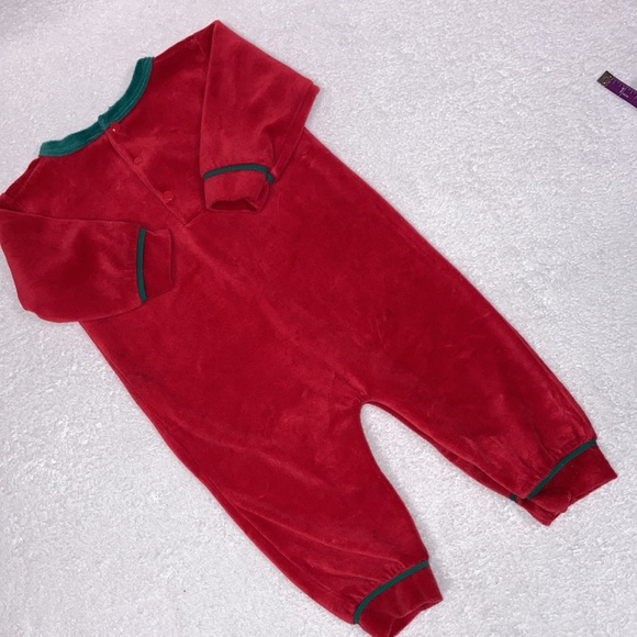 Merry Christmas by just love red velour Christmas tree my first jumpsuit 12m - Picture 5 of 8